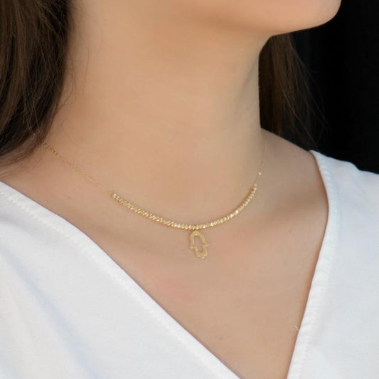 Collier en Or 18k "Khmissa&Boules"